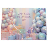 Creëer je eigen regenboog kerstballen groot cadeauzakje (Voorkant)