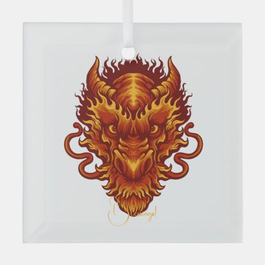 Creëer Je eigen rode drakenhoofd Glas Ornament (Voorkant)
