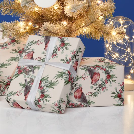 Creëer je eigen rode kerstvogel cadeaupapier (Feestdagen)