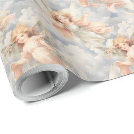 Creëer Je eigen romantische roze engelen en bloeme Cadeaupapier