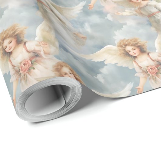 Creëer Je eigen romantische  roze rozenengelen Cadeaupapier (Rol Hoek)