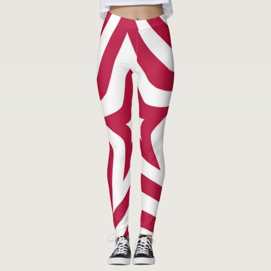 Creëer je eigen, roodrode, witte kerstmis leggings (Voorkant)