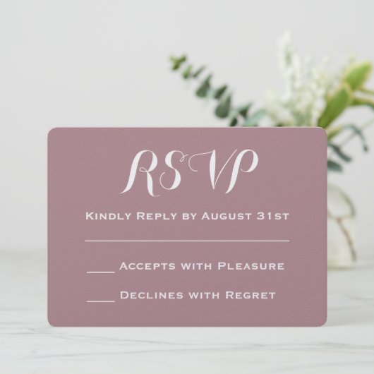 Creëer Je eigen Roos met een dusty bruiloft RSVP Kaart (Staand voorkant)