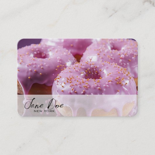 Creëer je eigen roze donuts visitekaartje (Voorkant)