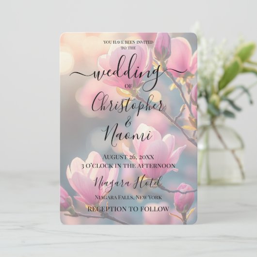 Creëer je eigen roze ontluikende bloemen kaart (Staand voorkant)