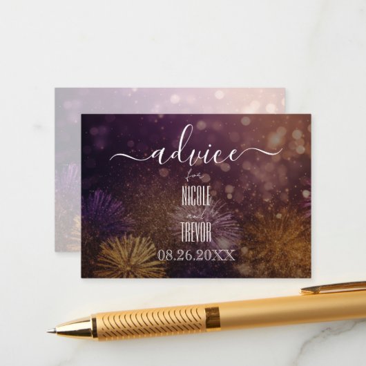 Creëer je eigen roze Oranje vuurwerk Advieskaart (Voorkant / Achterkant in situ)