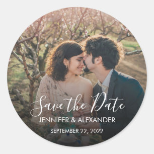 Creëer je eigen Save the Date Photo bruiloft Ronde Sticker