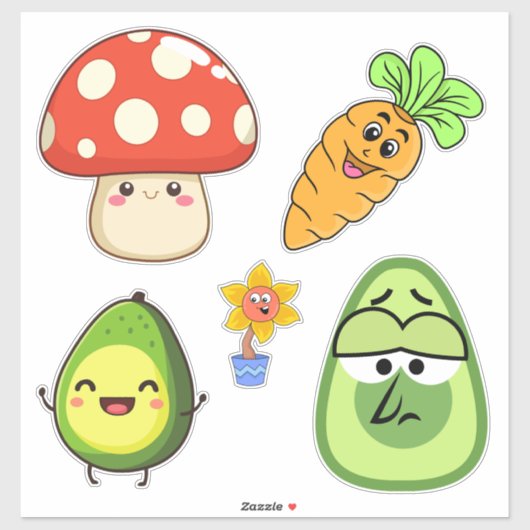Creëer je eigen Schattige Kawaii Funny Mushroom Sticker (Vel)
