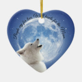 Creëer Je eigen schattige wolf gehuil | Blauwe maa Keramisch Ornament (Voorkant)