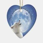 Creëer Je eigen schattige wolf gehuil | Blauwe maa Keramisch Ornament (Links)