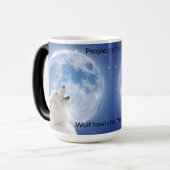 Creëer Je eigen schattige wolf gehuil | Blauwe maa Magische Mok (Voorkant links)