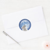 Creëer Je eigen schattige wolf gehuil | Blauwe maa Ronde Sticker (Envelop)