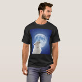 Creëer Je eigen schattige wolf gehuil | Blauwe maa T-shirt (Voorkant volledig)