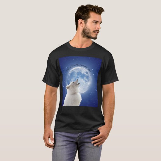 Creëer Je eigen schattige wolf gehuil | Blauwe maa T-shirt (Voorkant volledig)
