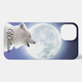 Creëer Je eigen schattige wolf gehuil | Blue Moon  iPhone Hoesje (Achterkant horizontaal)