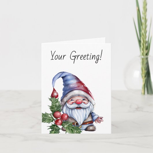 Creëer je eigen Schattigee kerstgnoom Feestdagen Kaart (Voorkant)