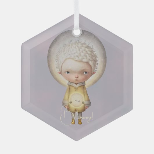 Creëer Je eigen Schattigee Moon Boy Glas Ornament (Voorkant)