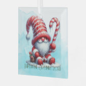 Creëer Je eigen Schattigee pepermunt kerstgnoom Glas Ornament (Voorkant links)