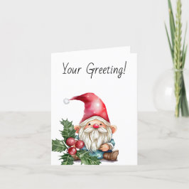 Creëer je eigen Schattigee rode kerstgnoom Feestdagen Kaart