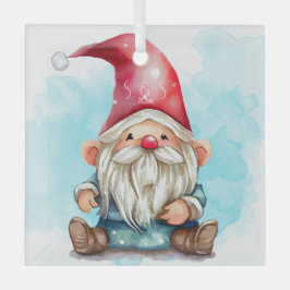 Creëer je eigen Schattigee rode kerstgnoom Glas Ornament