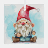 Creëer je eigen Schattigee rode kerstgnoom Glas Ornament (Achterkant)