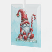 Creëer Je eigen slaperige pepermunt kerstgnoom Glas Ornament (Voorkant links)