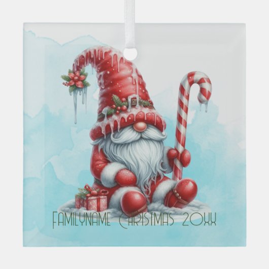 Creëer Je eigen slaperige pepermunt kerstgnoom Glas Ornament (Voorkant)