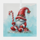 Creëer Je eigen slaperige pepermunt kerstgnoom Glas Ornament (Achterkant)