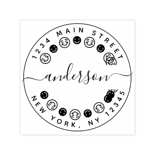 Creëer Je eigen Smile Icon Rond Retouradres Zelfinktende Stempel (Design)