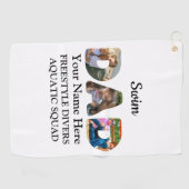 Creëer je eigen sport Papa foto collage Swim Pap Golfhanddoek (Horizontaal)