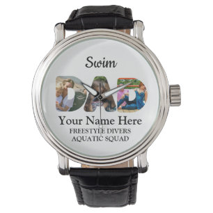 Creëer je eigen sport Papa foto collage Swim Pap Horloge