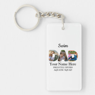Creëer je eigen sport Papa foto collage Swim Pap Sleutelhanger