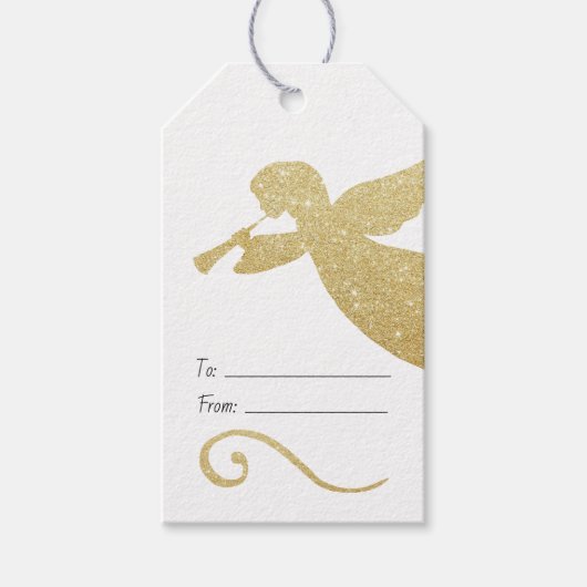 Creëer je eigen sprankelende gouden engel cadeaulabel (Voorkant)