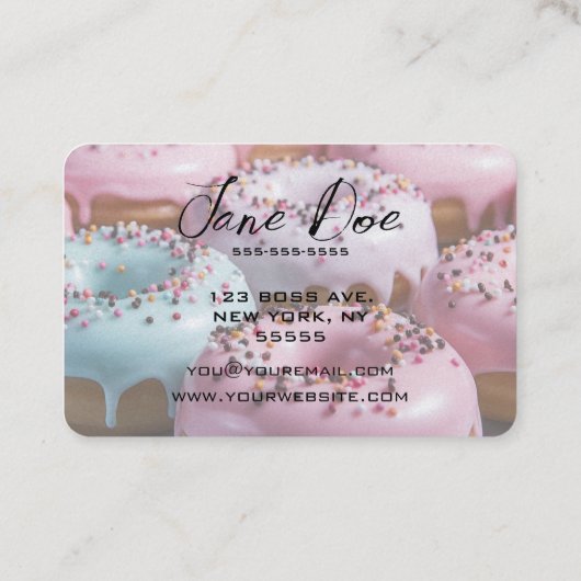 Creëer je eigen sprinkle donuts visitekaartje (Achterkant)