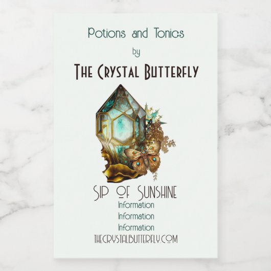 Creëer je eigen Steampunk Butterfly Crystal Wijn Etiket (Enkel label)