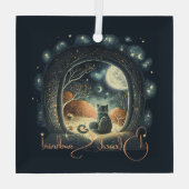 Creëer Je eigen sterrenbeeld Mystieke Zwarte Kat Glas Ornament (Achterkant)