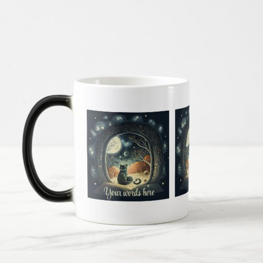 Creëer Je eigen sterrenbeeld Mystieke Zwarte Kat Magische Mok (Links)