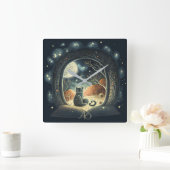 Creëer Je eigen sterrenbeeld Mystieke Zwarte Kat Vierkante Klok (Huis)