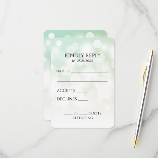 Creëer je eigen subtiele bokeh achtergrond RSVP kaartje (Voorkant / Achterkant in situ)