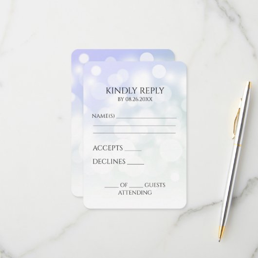 Creëer je eigen subtiele bokeh achtergrond RSVP kaartje (Voorkant / Achterkant in situ)