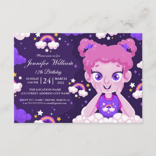 Creëer je eigen uitnodiging voor speciale meisjes (Voorkant)