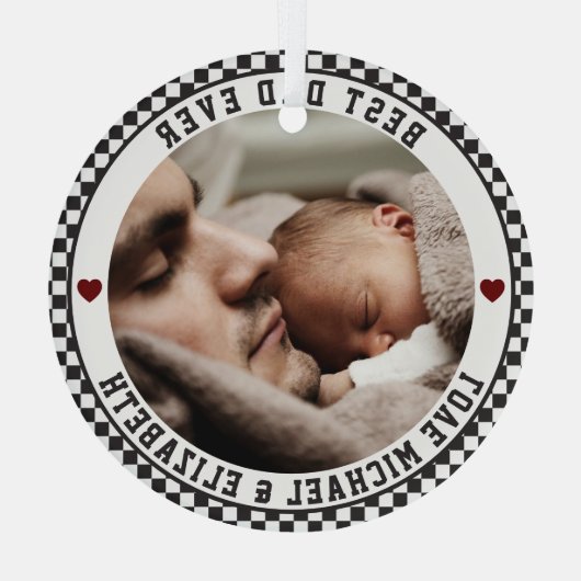 Creëer Je eigen Vaderdag beste vader ooit foto Glas Ornament (Achterkant)