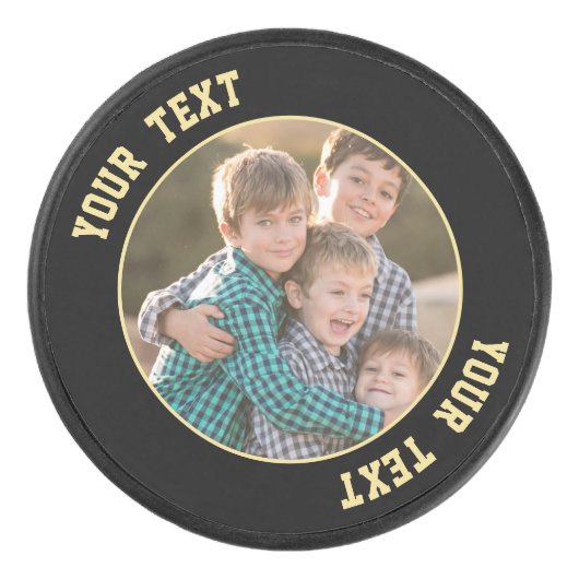 Creëer je eigen vaderdag foto Selfie Hockey Puck (Voorkant)