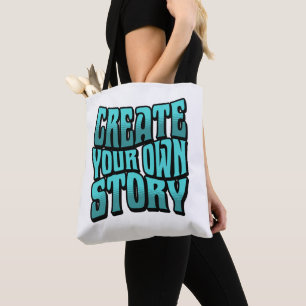 Creëer Je Eigen Verhaal - Zwarte Omlijning Tote Bag