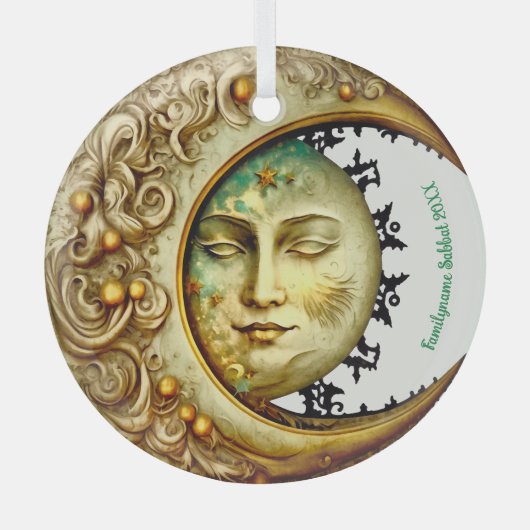 Creëer Je eigen Victoriaans Steampunk Crescent Moo Glas Ornament (Voorkant)