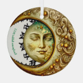 Creëer Je eigen Victoriaans Steampunk Crescent Moo Glas Ornament (Achterkant)