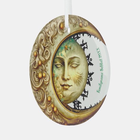 Creëer Je eigen Victoriaans Steampunk Crescent Moo Glas Ornament (Voorkant links)