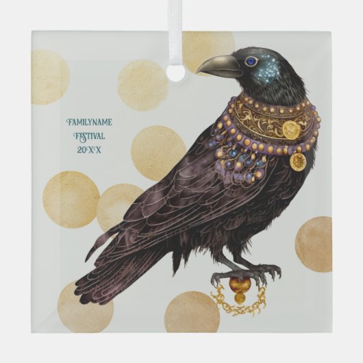 Creëer Je eigen Victoriaans Steampunk Raven Glas Ornament (Voorkant)