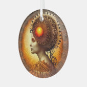 Creëer Je eigen Victoriaans Steampunk Sun Goddess Glas Ornament (Voorkant links)
