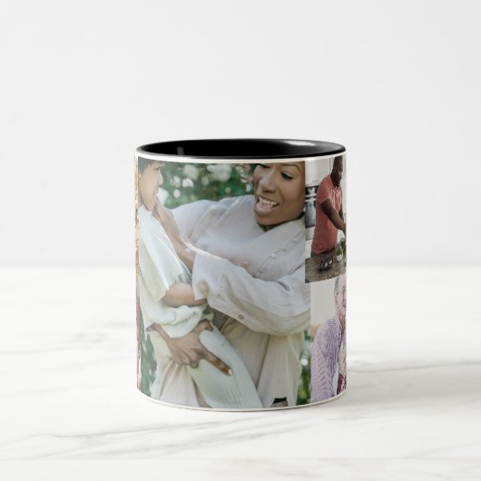 Creëer je eigen vijf foto's opzij tweekleurige koffiemok (Center)